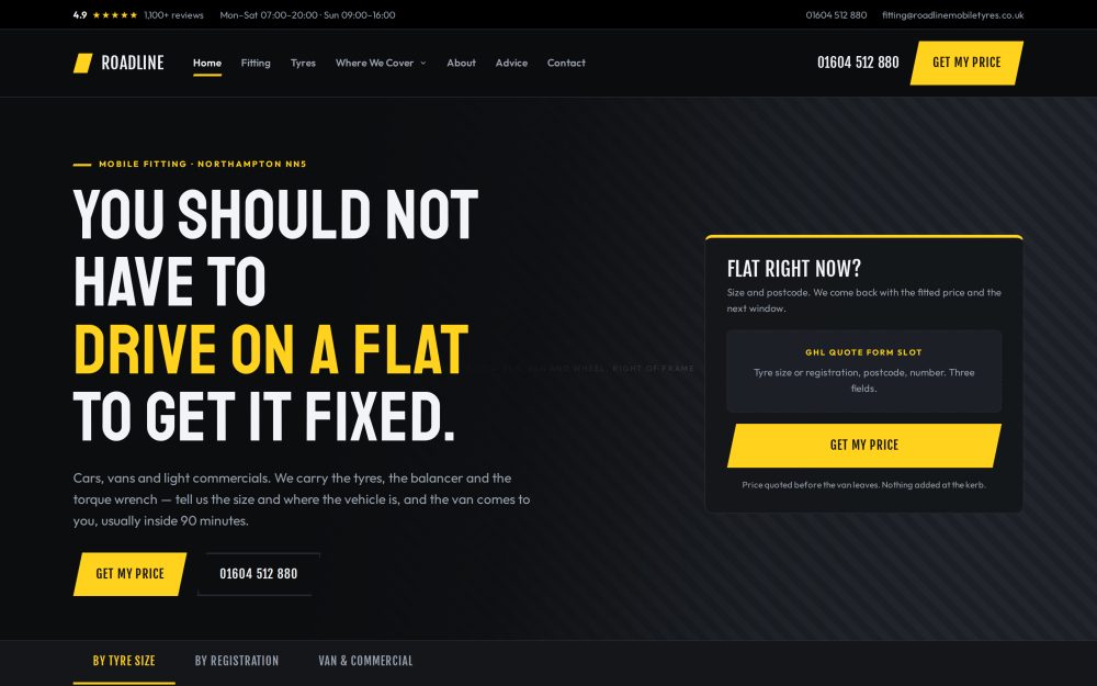 The Roadline homepage